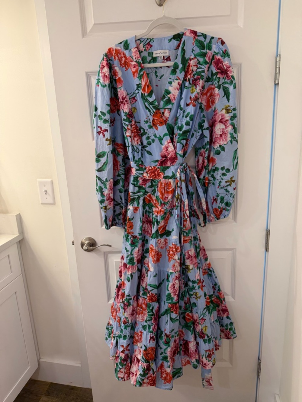 Gibson Latimer Blue Floral Wrap Dress